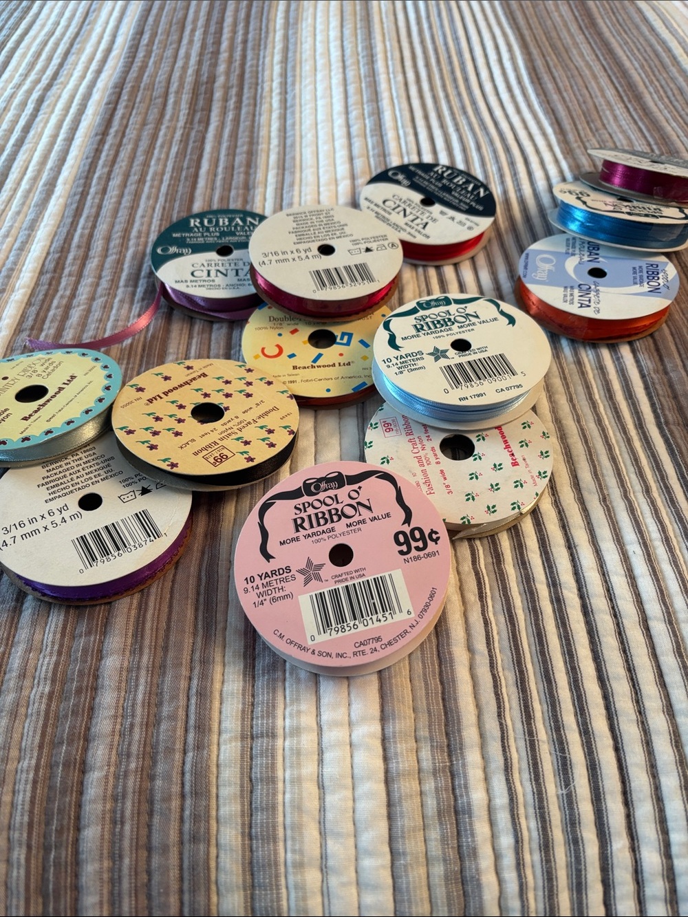 Assorted Satin Ribbon Spool Stack - Multi Color - Picture 2 of 2